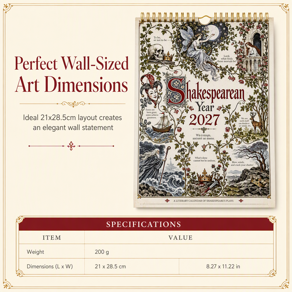 2027 Shakespeare Literary Wall Calendar