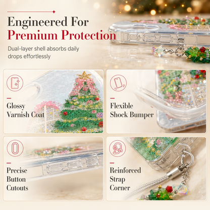 Christmas Tree Art Deco Glitter Casing - Shockproof TPU Cellphone Case with Anti-Slip Grip, Durable All-Around Protection