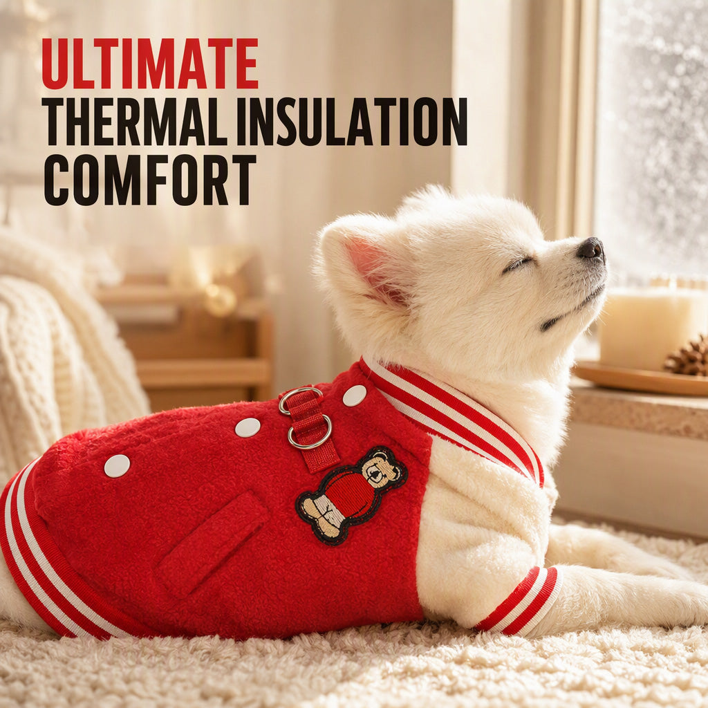 🎄 Limited-Time 50% Off 🐾Cosy Dog Varsity Jacket for Small & Medium Dogs – Little Coat, Big Style