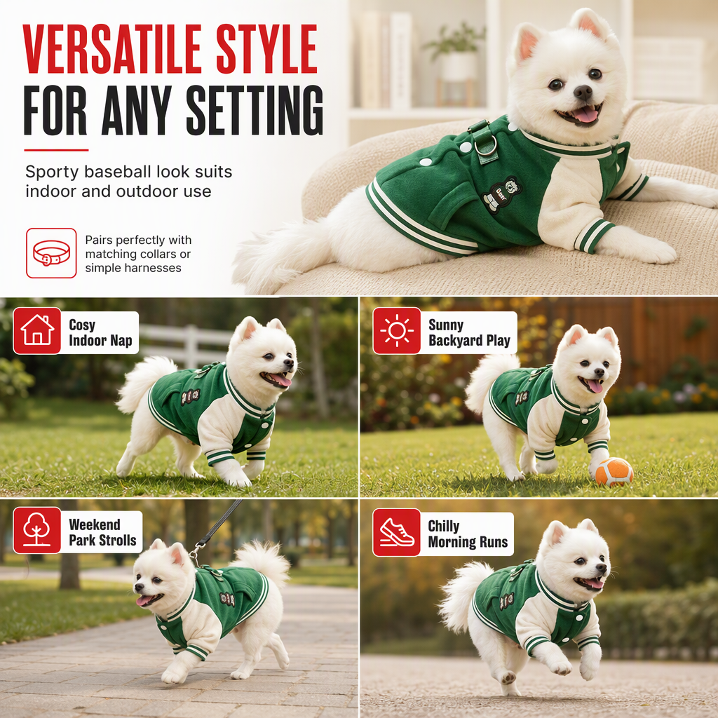 🎄 Limited-Time 50% Off 🐾Cosy Dog Varsity Jacket for Small & Medium Dogs – Little Coat, Big Style