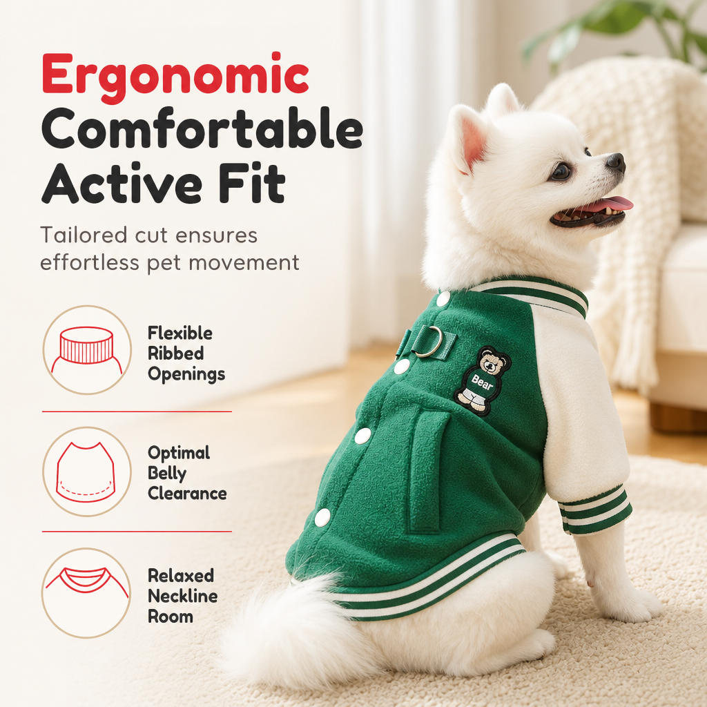 🎄 Limited-Time 50% Off 🐾Cosy Dog Varsity Jacket for Small & Medium Dogs – Little Coat, Big Style