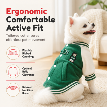🎄 Limited-Time 50% Off 🐾Cosy Dog Varsity Jacket for Small & Medium Dogs – Little Coat, Big Style