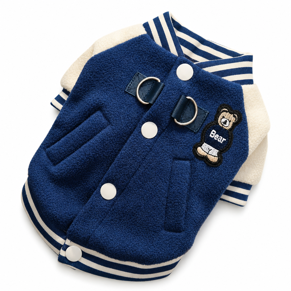 🎄 Limited-Time 50% Off 🐾Cosy Dog Varsity Jacket for Small & Medium Dogs – Little Coat, Big Style