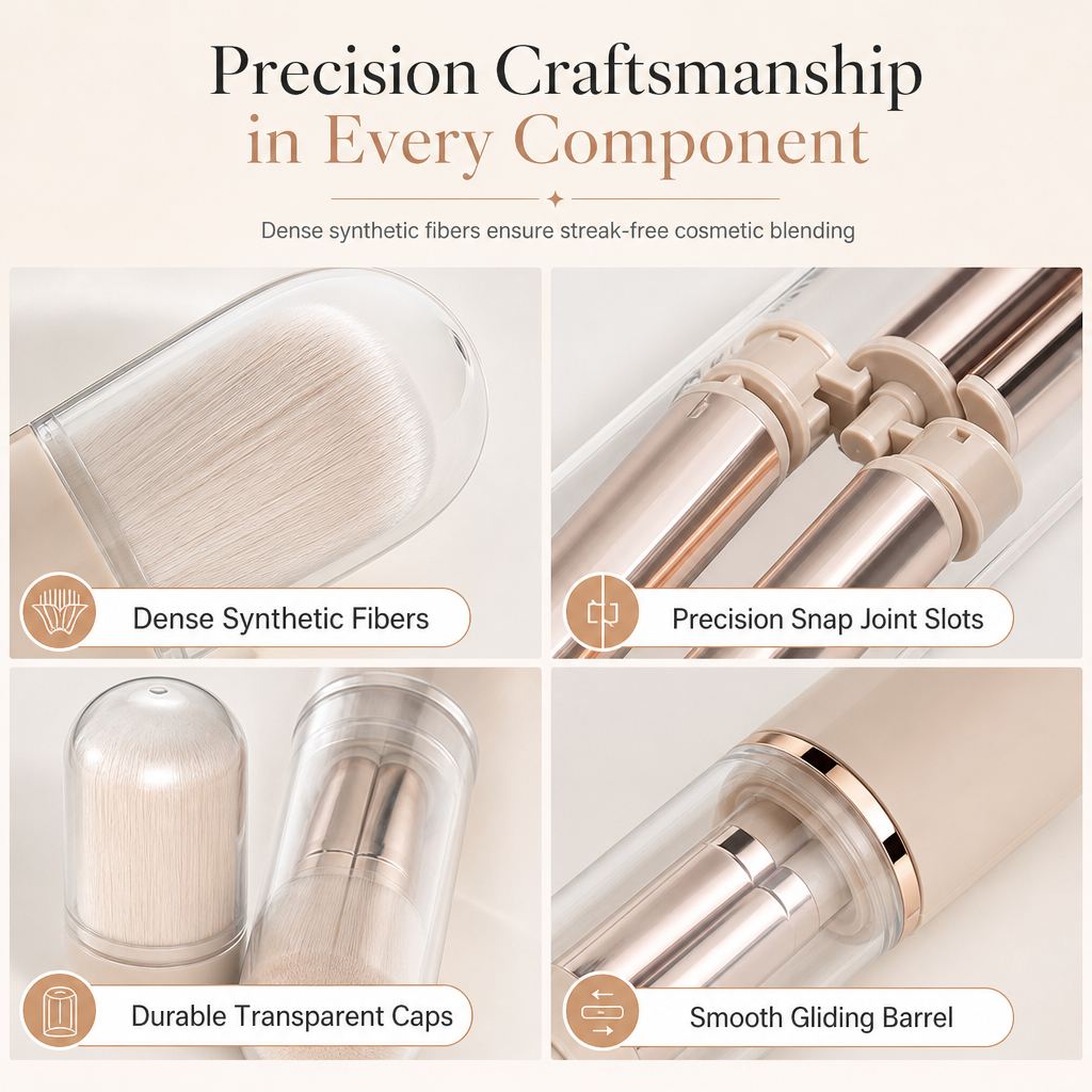 🖌️LAST DAY SALE 50% OFF !!📢Portable Retractable Makeup Brush Set – Multifunctional Travel Cosmetic Tool with Powder, Blush & Silicone Lip Brush