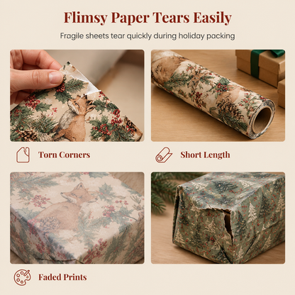 🎁 Woodland Gift Wrapping Paper – Festive Forest Prints on a 5-Meter Roll