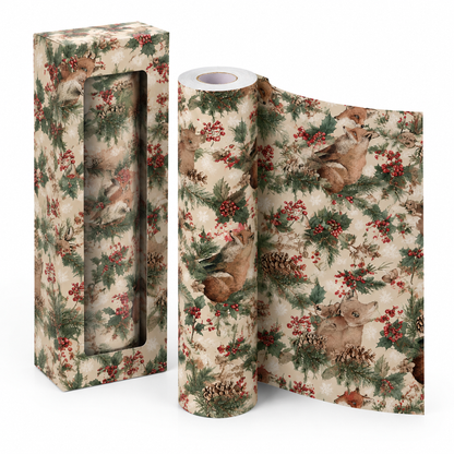 🎁 Woodland Gift Wrapping Paper – Festive Forest Prints on a 5-Meter Roll