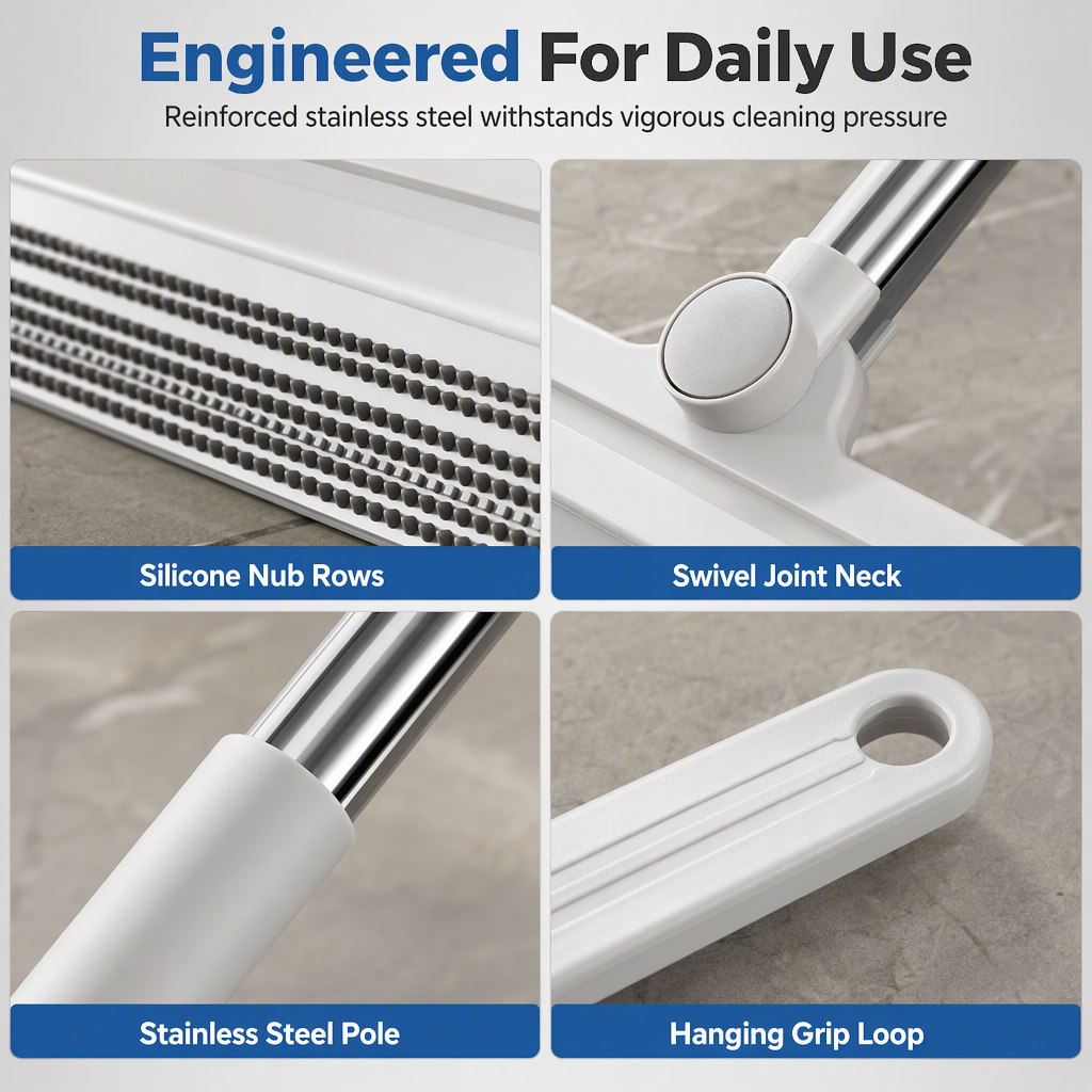 🐾 Pet Hair & Water Squeegee – Dual Silicone Cleaner for Floors and Bathrooms