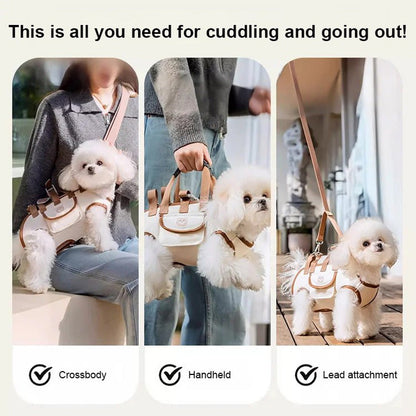 🐱🐶 2-in-1 Portable Pet Carrier/Sling/Tote | Breathable Blended Fabric, Padded Sponge Shoulder Strap🔄