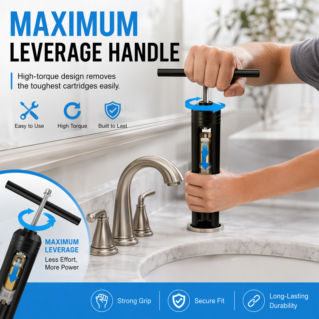 🔧 Faucet Cartridge Puller Tool – Threaded Extractor for Stuck Faucet Cartridges