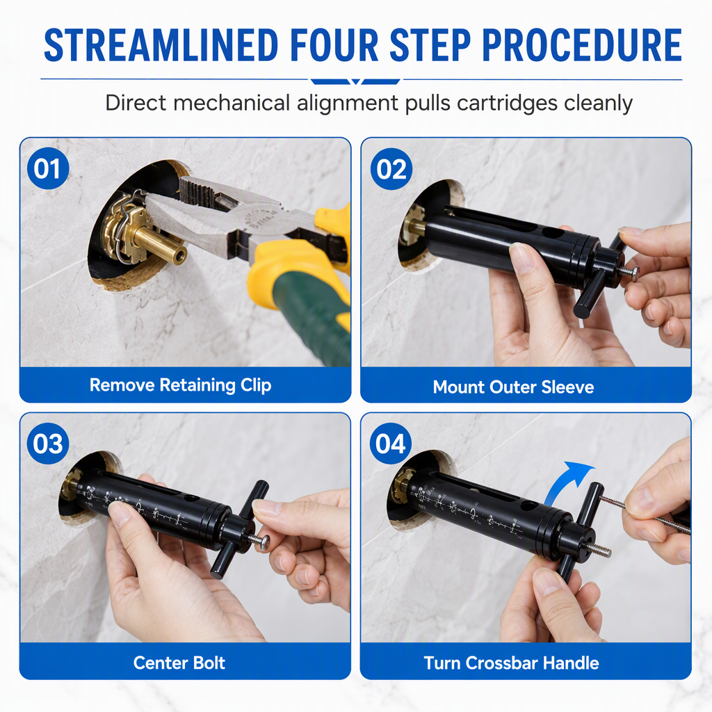 🔧 Faucet Cartridge Puller Tool – Threaded Extractor for Stuck Faucet Cartridges