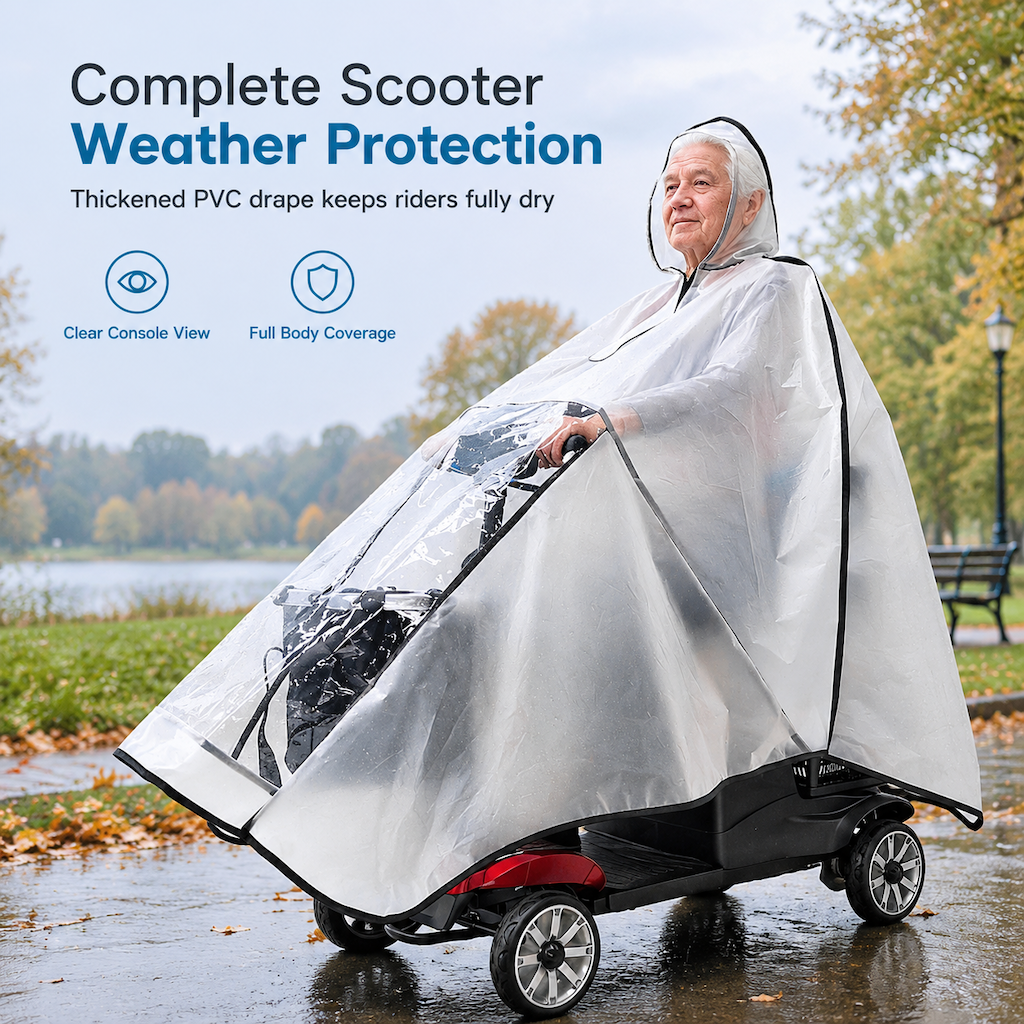 🌧️ Mobility Scooter Rain Cover – Full-Coverage Waterproof PVC Canopy