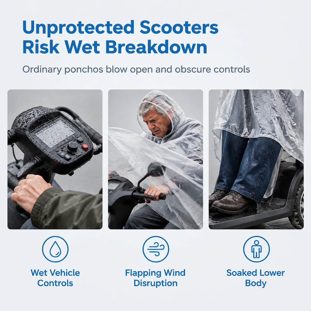 🌧️ Mobility Scooter Rain Cover – Full-Coverage Waterproof PVC Canopy