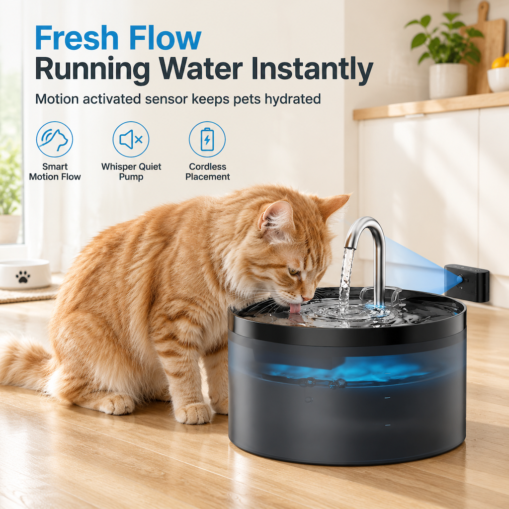🐱 3.2L Smart Cat Water Fountain – Motion Sensor & 6-Layer Filtration