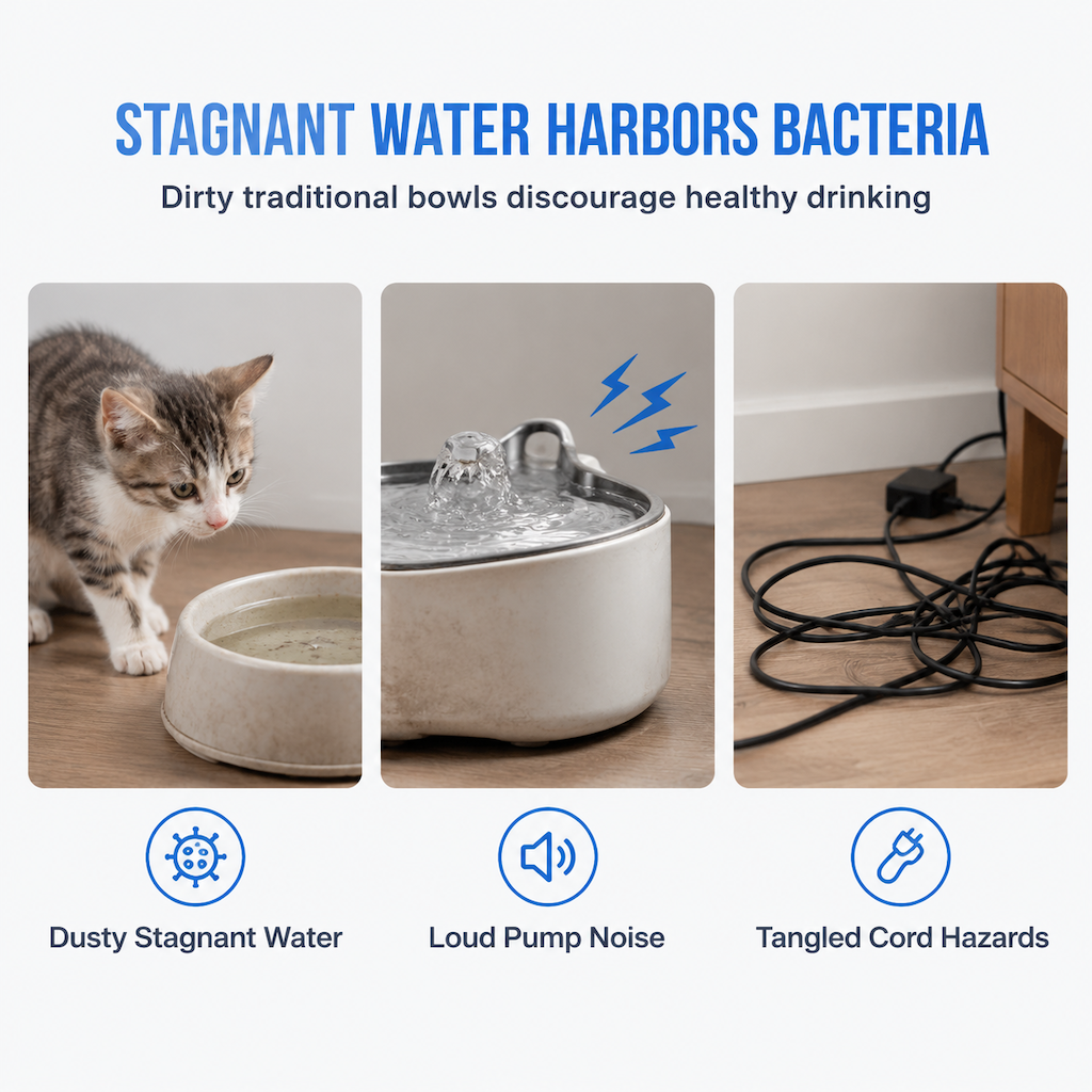 🐱 3.2L Smart Cat Water Fountain – Motion Sensor & 6-Layer Filtration