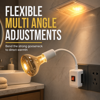 Plug in Wall Mounted Bathroom Heat Lamp Socket with Switch High Temperature Resistant Universal Adjustable Lamp Holder