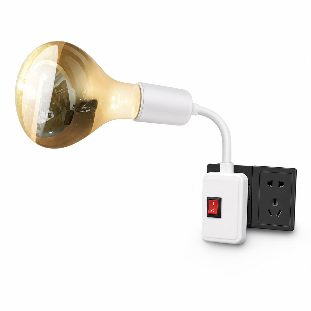 Plug in Wall Mounted Bathroom Heat Lamp Socket with Switch High Temperature Resistant Universal Adjustable Lamp Holder