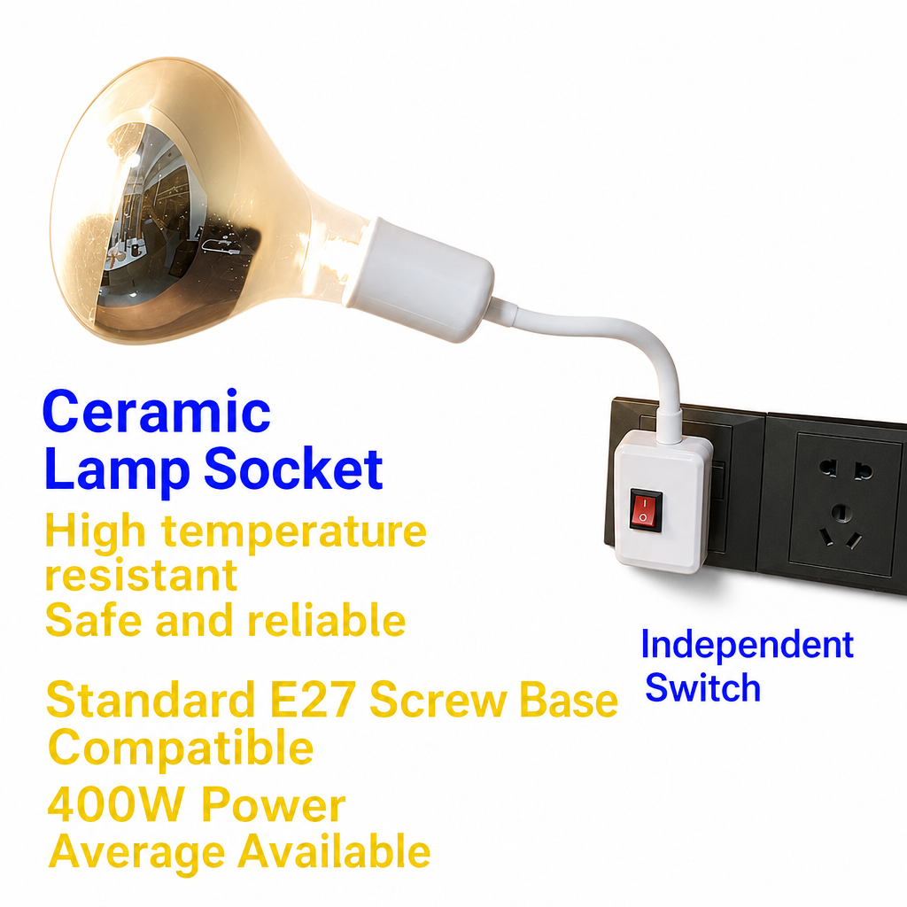 Plug in Wall Mounted Bathroom Heat Lamp Socket with Switch High Temperature Resistant Universal Adjustable Lamp Holder