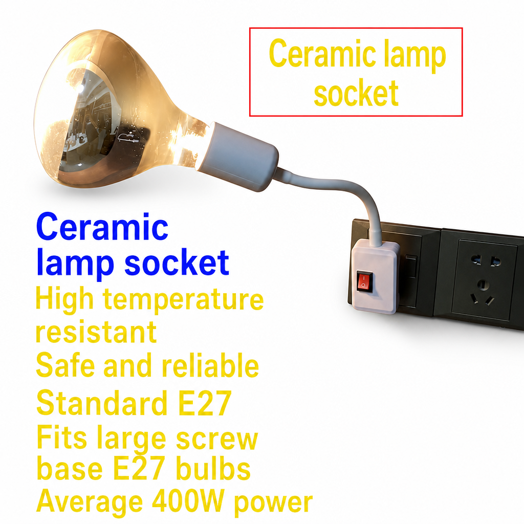 Plug in Wall Mounted Bathroom Heat Lamp Socket with Switch High Temperature Resistant Universal Adjustable Lamp Holder