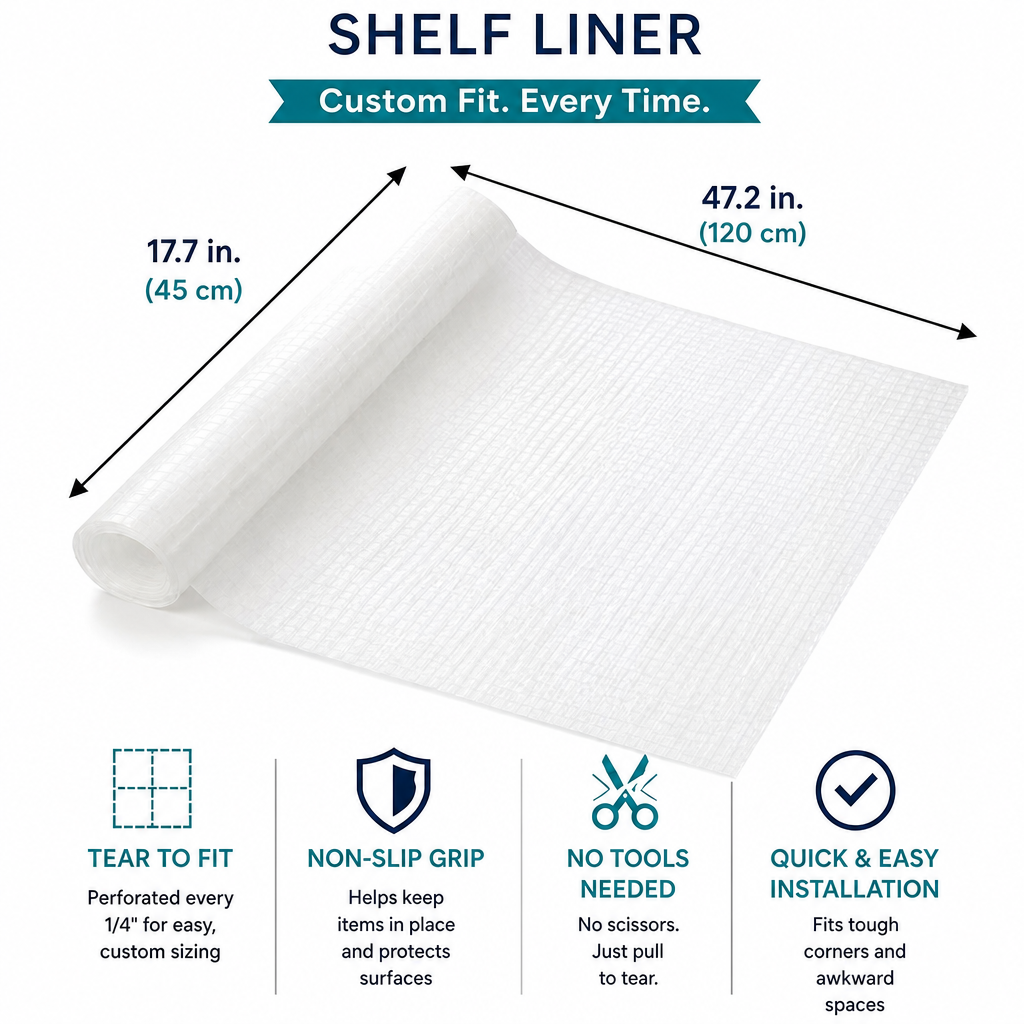 Easy Tear Non Slip Drawer Liner No Measurement Required Tear to Fit Mat for Desks and Shelves
