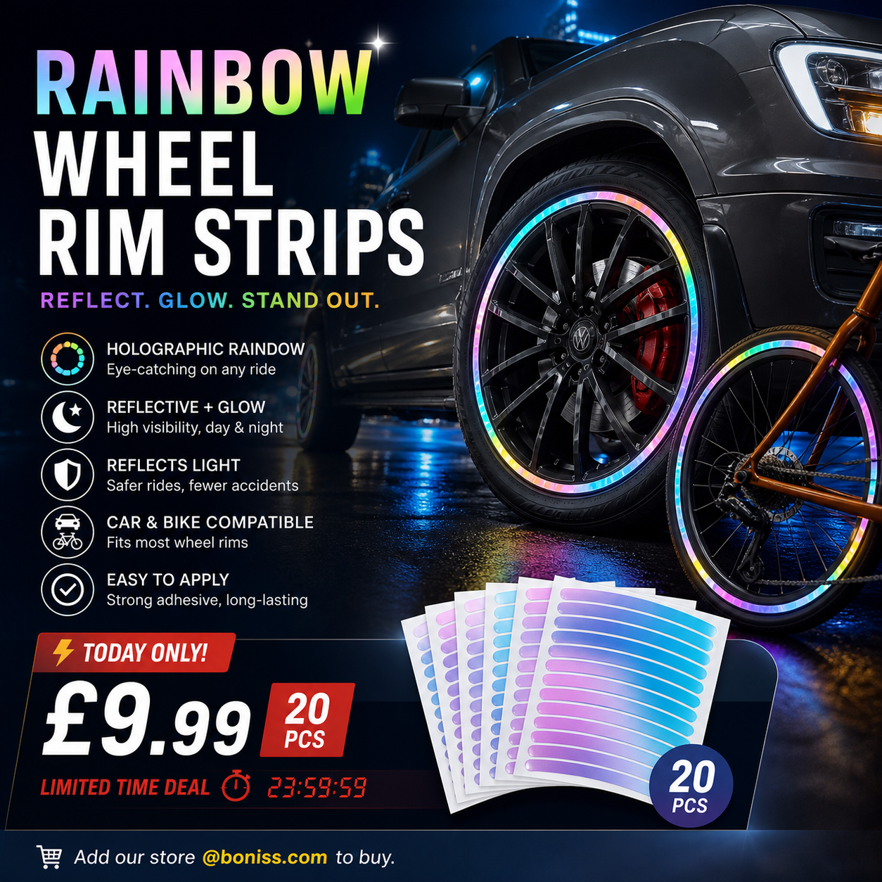 ⏳Limited Sale🔥Popular Fluorescent Car Wheel Hub Tag